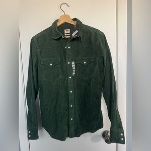 Authentic Levi's Forest Green Corduroy  Western Pearlsnaps New w/ Tags Men Small